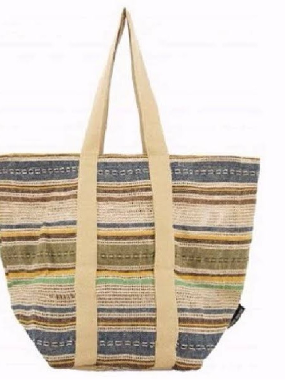 Vintage Addiction tote bag  striped woven jute material